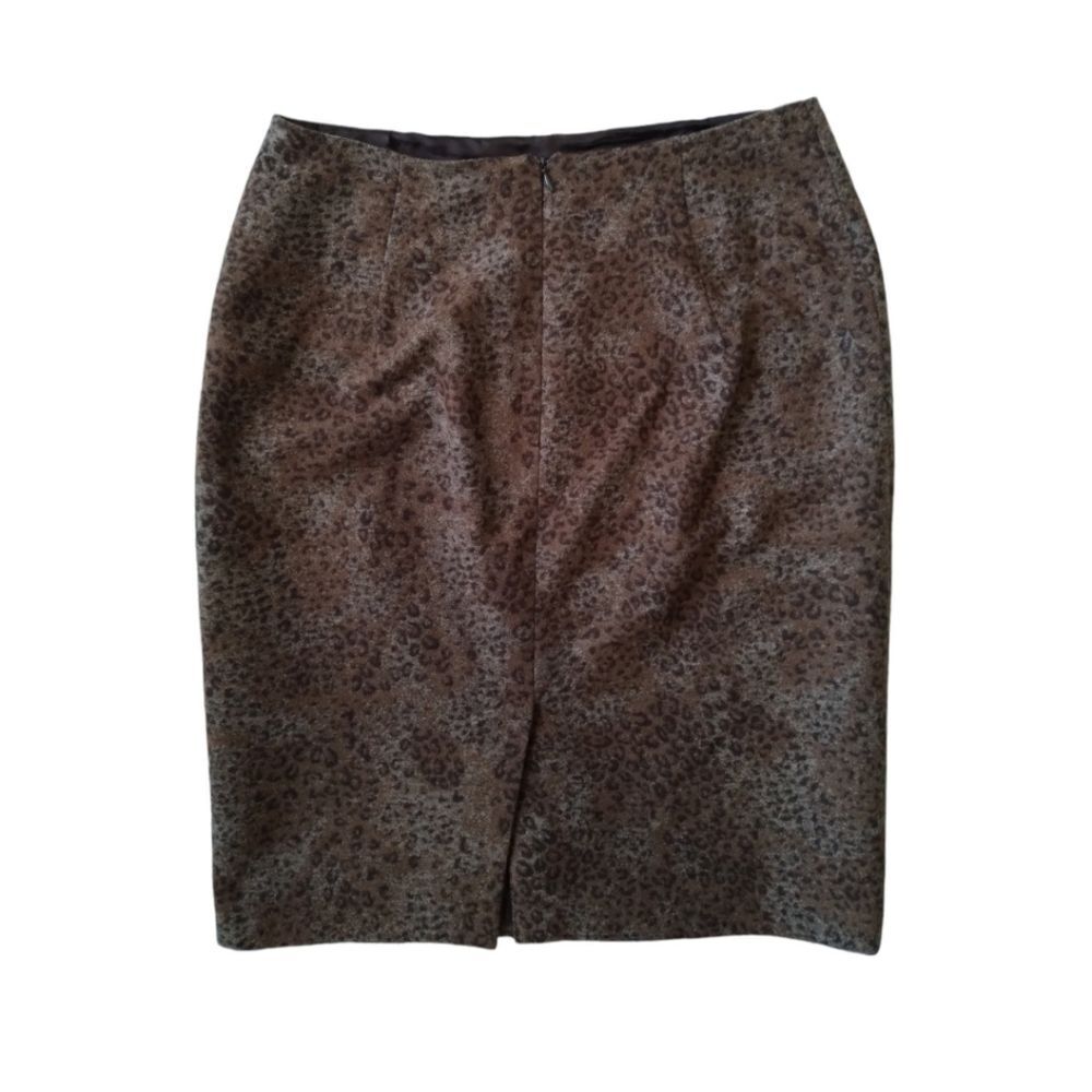 Vintage Charles Gray London Brown Leopard Animal Print Pencil Skirt Women's 10 - Picture 2 of 12